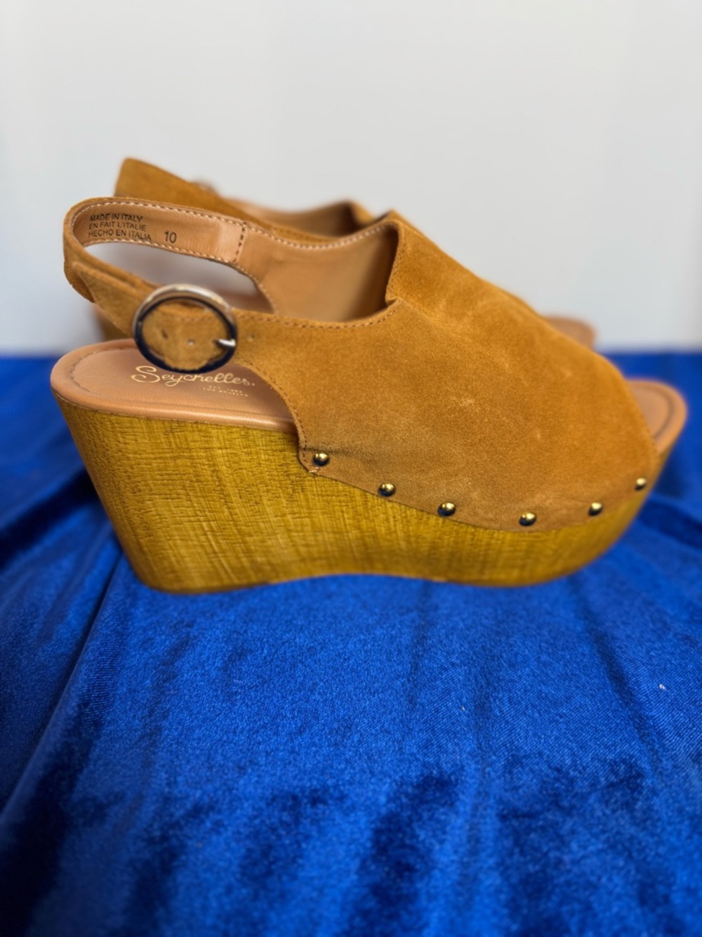 Seychelles Elated Women's Suede Tan Platform Wedge Sandal 10